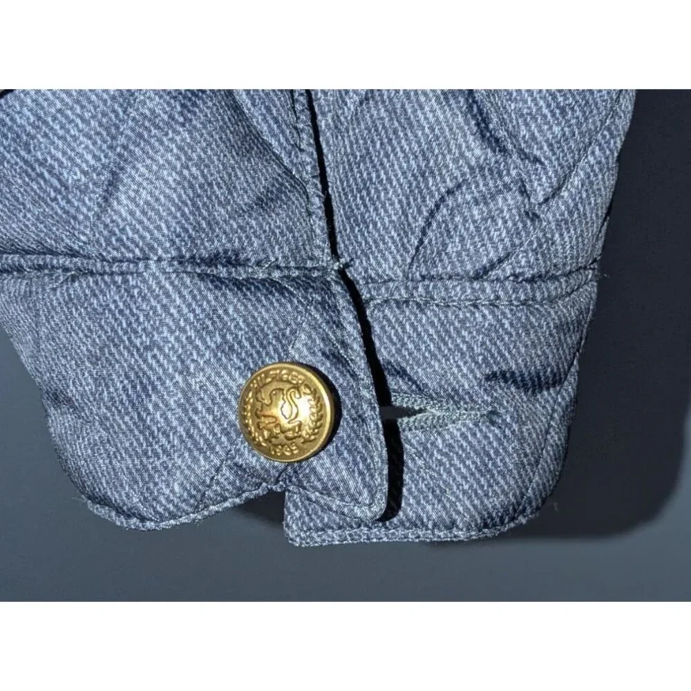 Tommy Hilfiger Womens Medium Quilted Jacket Gold Snap Buttons Zipper Gray - Picture 10 of 16